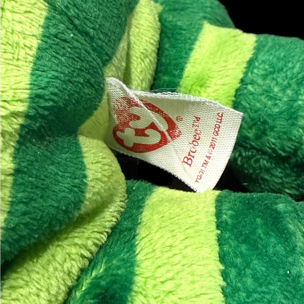 Yo Gabba Gabba Brobee TY Beanie Plush Stuffed Animal Green Striped Monster READ - Picture 4 of 6
